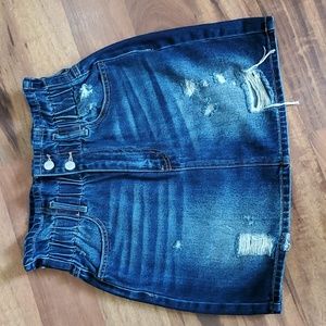 Vervet Denim Paper Bag Distressed Jean Skirt